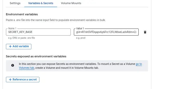 define yours environment variables